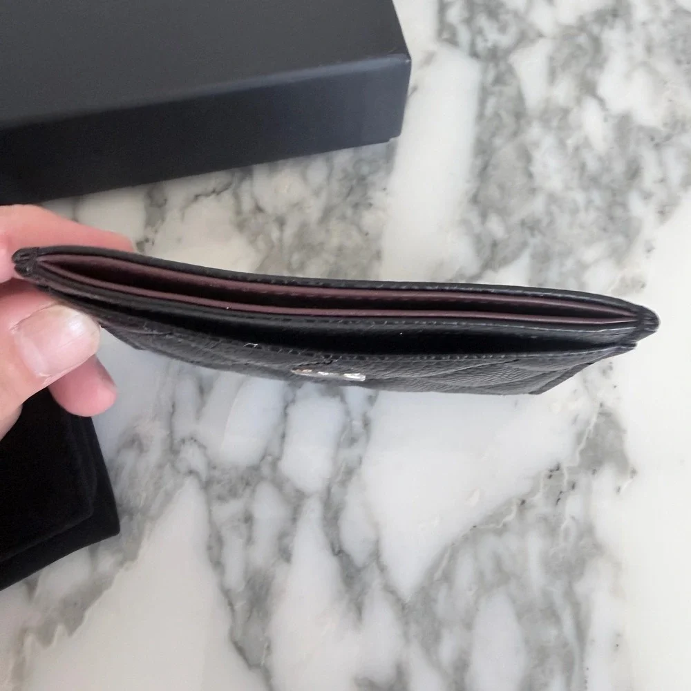 Chanel Card Wallet Black Caviar Quilted Silver CC Logo AP0215Y33352